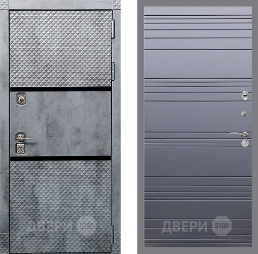 Входная металлическая Дверь Рекс (REX) 15 Бетон Темный Line Силк титан в Шатуре