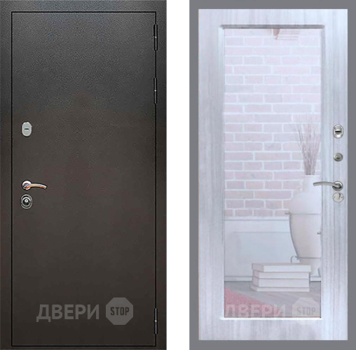 Входная металлическая Дверь Рекс (REX) 5 Серебро Антик Зеркало Пастораль Сандал белый в Шатуре