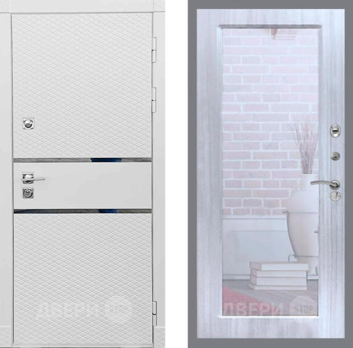 Дверь Рекс (REX) 15 Силк Сноу Зеркало Пастораль Сандал белый в Шатуре