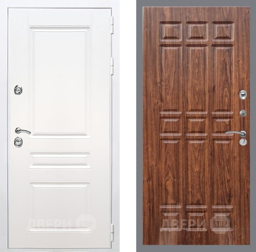 Входная металлическая Дверь Рекс (REX) Премиум-н Силк Сноу FL-33 орех тисненый в Шатуре