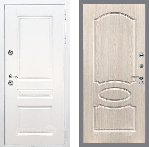 Входная металлическая Дверь Рекс (REX) Премиум-н Силк Сноу FL-128 Беленый дуб в Шатуре