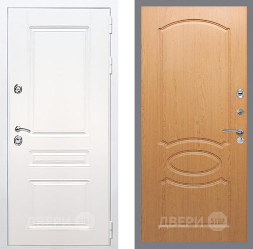 Входная металлическая Дверь Рекс (REX) Премиум-н Силк Сноу FL-128 Дуб в Шатуре