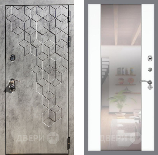 Входная металлическая Дверь Рекс (REX) 23 СБ-16 Зеркало Силк Сноу в Шатуре