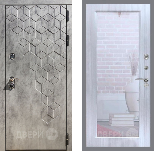 Входная металлическая Дверь Рекс (REX) 23 Зеркало Пастораль Сандал белый в Шатуре