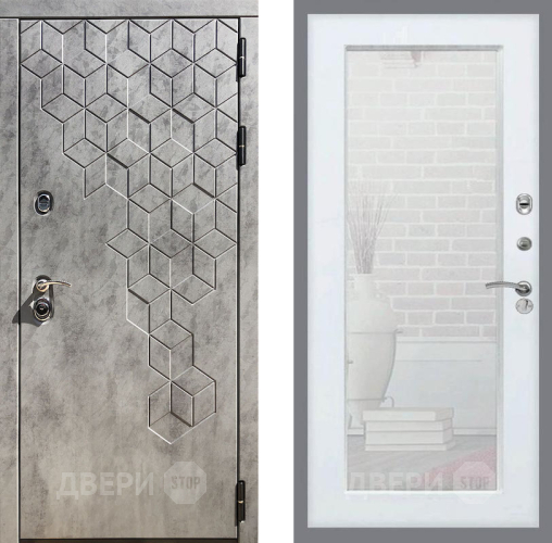 Входная металлическая Дверь Рекс (REX) 23 Зеркало Пастораль Силк Сноу в Шатуре